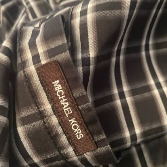 Michael Kors Black Plaid Long Sleeve Button Down Business Casual Dress Shirt - Picture 2 of 9